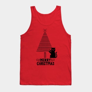 Cat and christmas tree scratches Tank Top